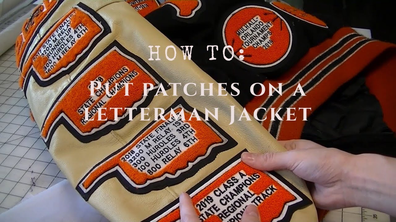 How to sew patches on the sleeve of a letterman jacket!