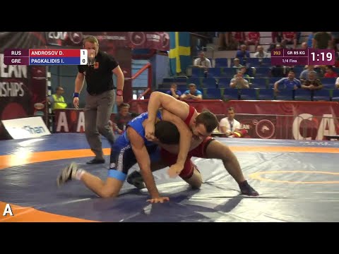 1/4 GR - 85 kg: I. PAGKALIDIS (GRE) df. D. ANDROSOV (RUS) by VPO1, 1-1