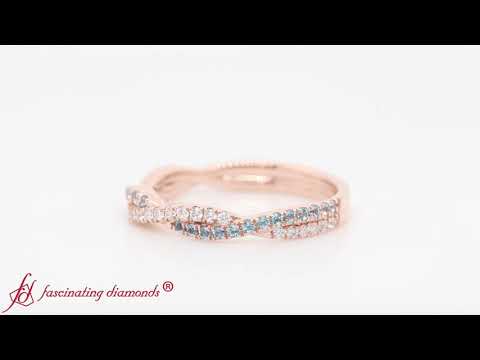 Twisted Vine Diamond Wedding Band With Blue Topaz In Rose Gold-FD8233B