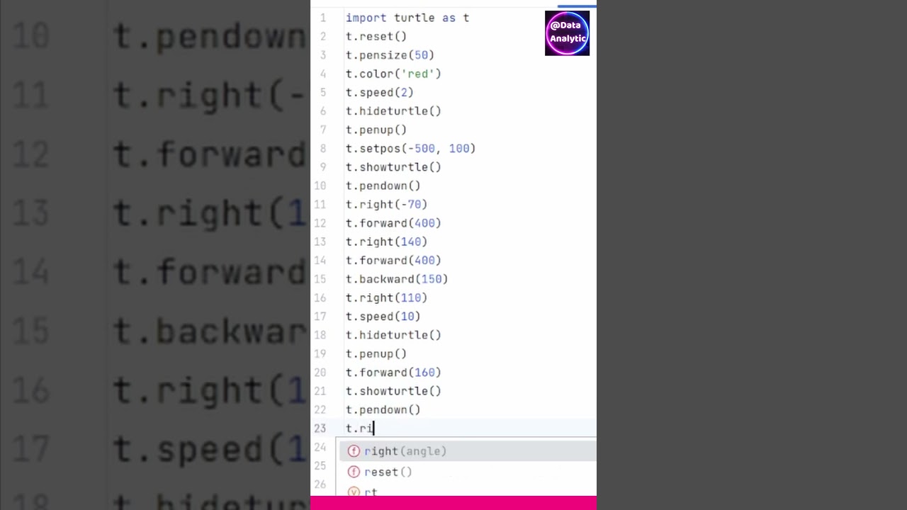 Turtle Graphics Package in Python Draw Alphabet A #python #pythonprogramming  #coding