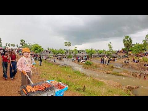Best Cambodia Street Food Tour in Kampong Chhnang Province, Countryside Net Fishing, Market, & More