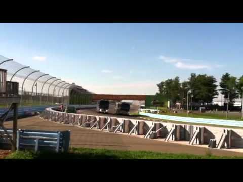 Phish tour buses racing at the Watkins Glen race track 1/2