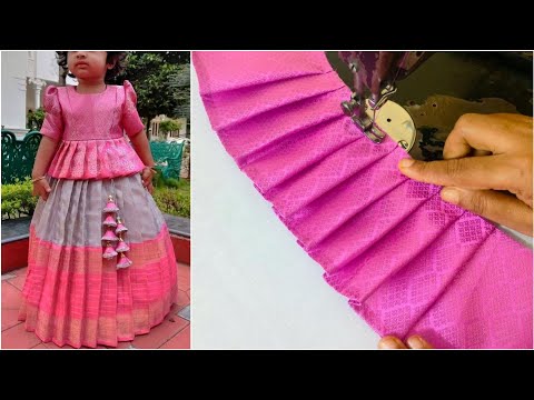 Simple pattu pavadai sattai cutting and stitching | easy method Pattu pavadai designs blouse design