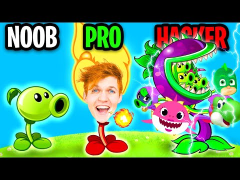Can We Go NOOB vs PRO vs HACKER In PLANTS vs ZOMBIES!? (NIGHT MODE!)