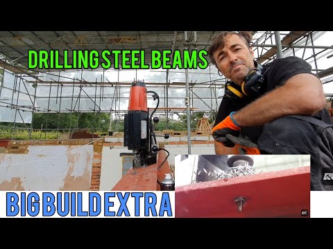 Drilling RSJ and steel for bolts and fixings with a magnetic drill