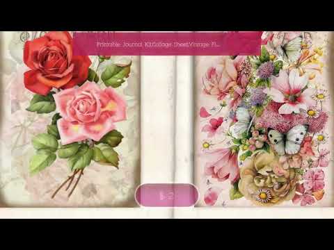 Printable Journal Kit,Collage Sheet,Vintage Flowers,Journal Cards,ATC,Digital Downloads,Junk Journal