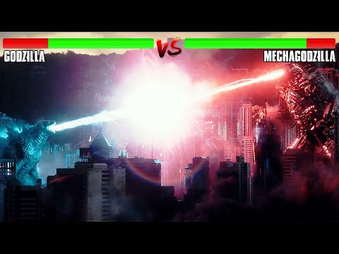 Godzilla Vs Kong But Health Bar Is Enabled | Godzilla Vs MechaGodzilla Fight Scene