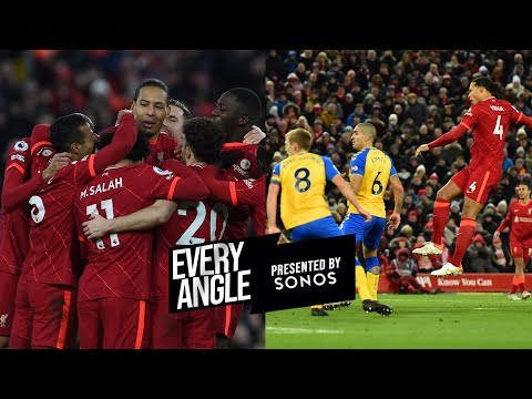 Every angle as Virgil van Dijk volleys home in front of the Kop against Southampton