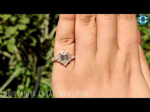 2.66 TCW Hexagon Criss Cut and Kite Cut with Round Colorless Moissanite Pave Setting Engagement Ring