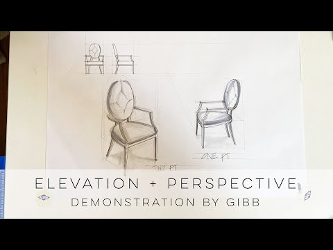How to draw furniture; draw a dining chair from different perspective angles