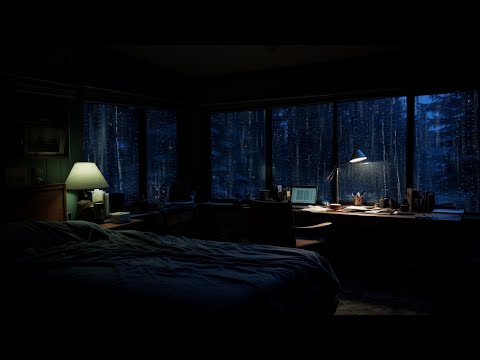 Svefnherbergisgluggi Regn Tónlist Myrkur Rigning Og þruma Hljómar Afslappandi Tónlist