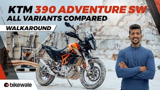 KTM recently launched the 390 Adventure SW in India, priced at Rs. 3.60 lakh (ex-showroom). The 2023 KTM 390 Adventure spoke wheels variant features adjustable suspension at the front and back, and aluminium spoke wheels. Here’s a detailed walkaround of the spoke wheels version and a quick comparison between all the variants.