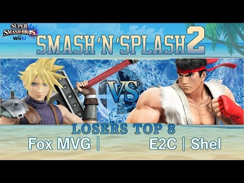 Smash'N'Splash 2  LOSERS TOP 8 - Fox MVG | Mew2King (Cloud) vs E2C | Shel (Ryu)
