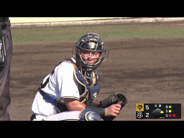 【みやざきPL】バファローズ・田島光祐 2塁へストライク送球で盗塁を阻止する!! 2025年10月6日 オリックス・バファローズ 対 読売ジャイアンツ