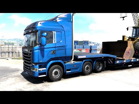 ETS 2 - Scania R730 Transporting a Wheel Loader from Florence to Bastia Part 4