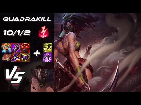 TOP Akali vs Malphite [QUADRAKILL] - EU Grandmaster Patch 25.24