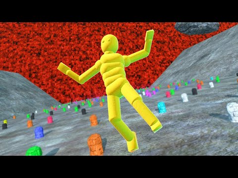 Insane Ragdoll Physics – Falling From a Huge Ramp Into Molten Lava