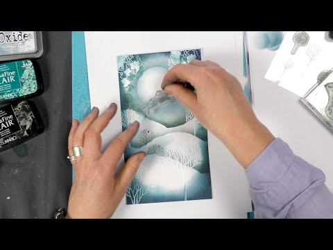 Leaping Hare in a Snow Scene by Tracey Dutton - A Lavinia Stamps Tutorial