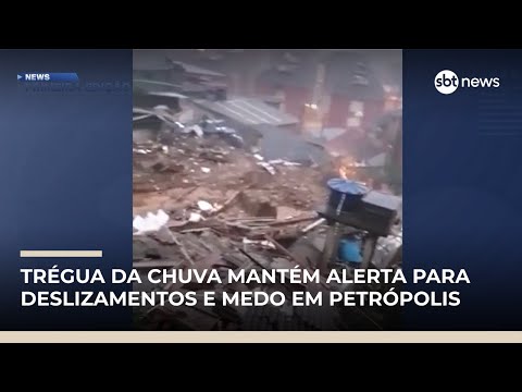 Trégua da chuva mantém alerta para deslizamentos e medo em Petrópolis | #NewsPrimeiraEdição