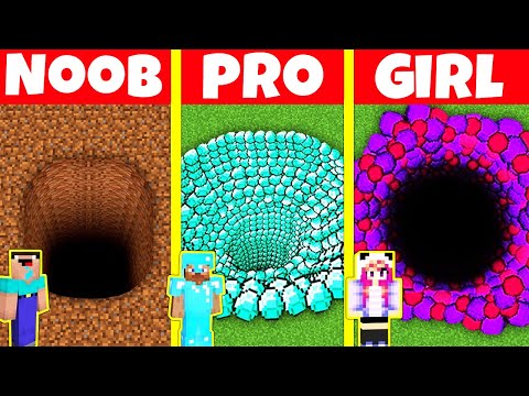 Minecraft Battle: NOOB vs PRO vs GIRL: TUNNEL HOUSE BUILD CHALLENGE / Minecraft Animation