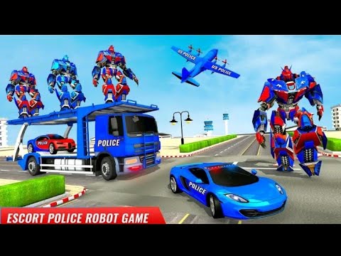 car robot cartoon,Police plane transport game with transforming robot car to enjoy-Temu Gamer.