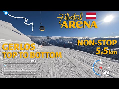 Skiing in Zillertal Arena, Austria - Gerlos Top to Bottom to Isskogelbahn - 4K with GoPro Hero11