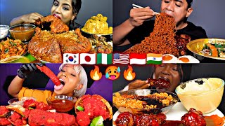 Mukbangers around the world eating spicy foods ️