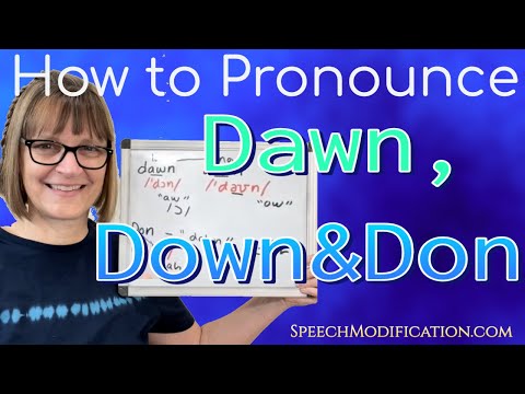 Part of a video titled How to Pronounce Dawn, Down and Don (vowel ɔ, aʊ, ɑ) (Caught/cot ...