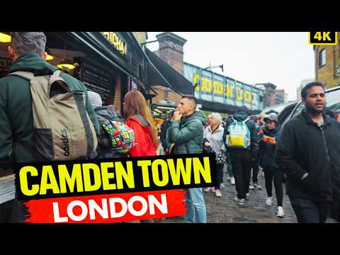 This is Camden Town, London Walking Tour 🇬🇧 Busy Camden Market, Street Food vibes | 4K