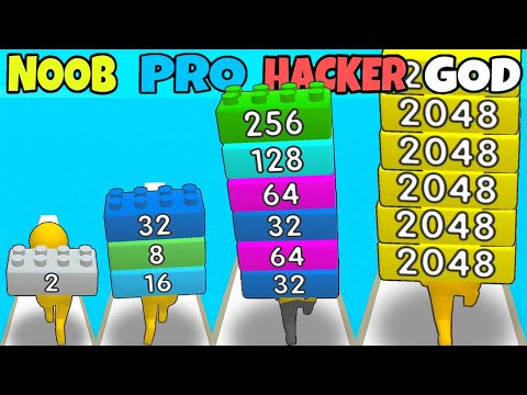 NOOB vs PRO vs HACKER vs GOD in 2048 Brick Runner