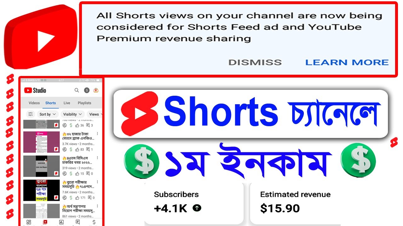revenue sharing Shorts Feed ad on YouTube। Shorts Video 1st income YouTube। All Shorts views Channel