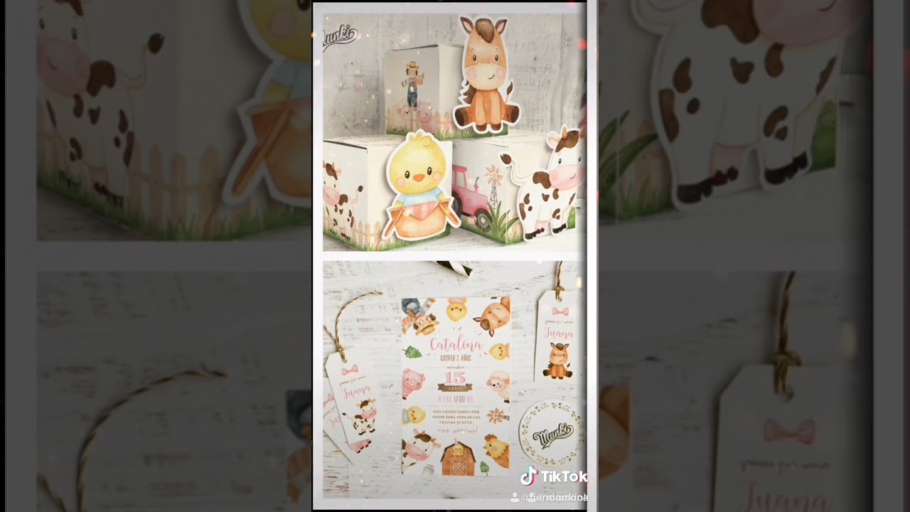 Kit imprimible Granja en tonos rosa para imprimir y decorar fiesta de cumpleaños