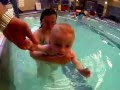 The Mum Teach The Baby To Swimm At The Swimming Pool Go Pro