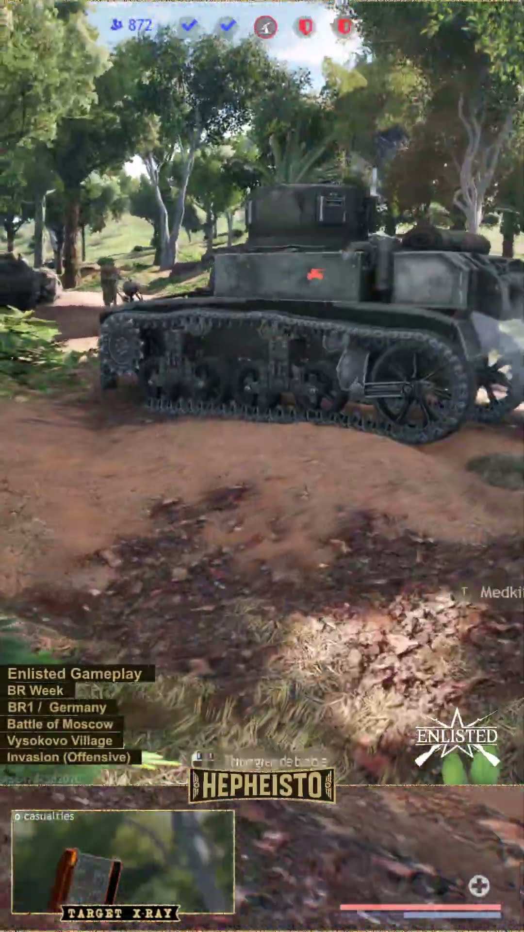 Rifleman eliminates Tank M3 Stuart with Explosion Pack