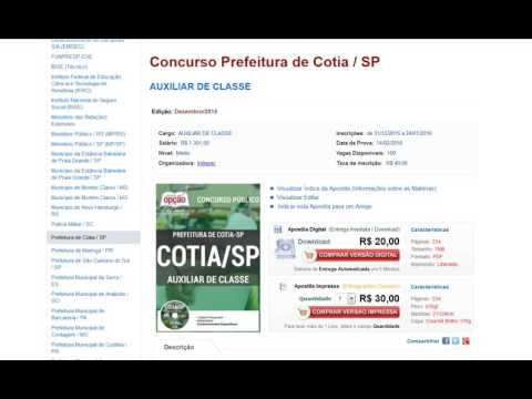 Concurso Prefeitura de Cotia / SP   Apostilas para concursos públicos