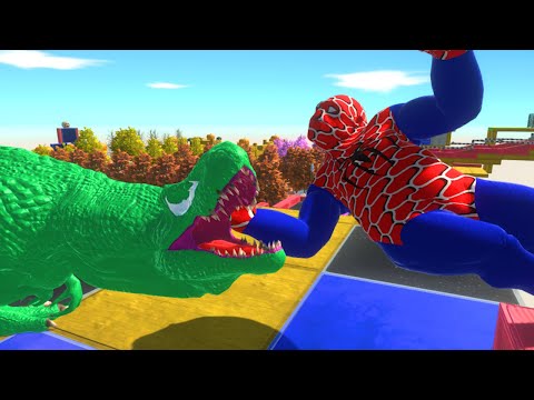 Spider-man GORO VS Venom T-rex Dinosaur Rescue Trap Death Run-Animal Revolt Battle Simulator