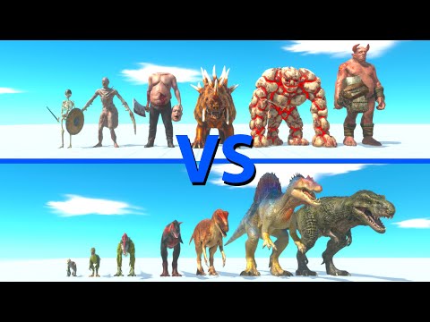 INFERNALS Team vs CARNIVORE DINOSAURS Team - Animal Revolt Battle Simulator