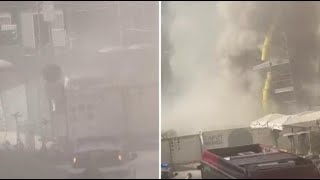 Roma, la nube di polvere e macerie del crollo della Torre dei Conti blocca via Cavour