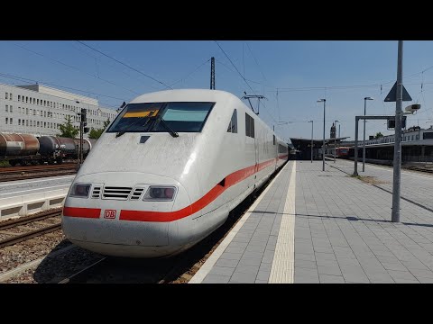 Ein und Ausfahrt eines ICE 1(Br 401) als Ersatzzug für den IC 2 nach Nürnberg Hbf in Pforzheim Hbf