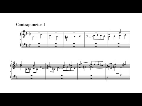 Bach Art of Fugue - Contrapunctus 1 + FREE SHEET MUSIC P. Barton, FEURICH piano