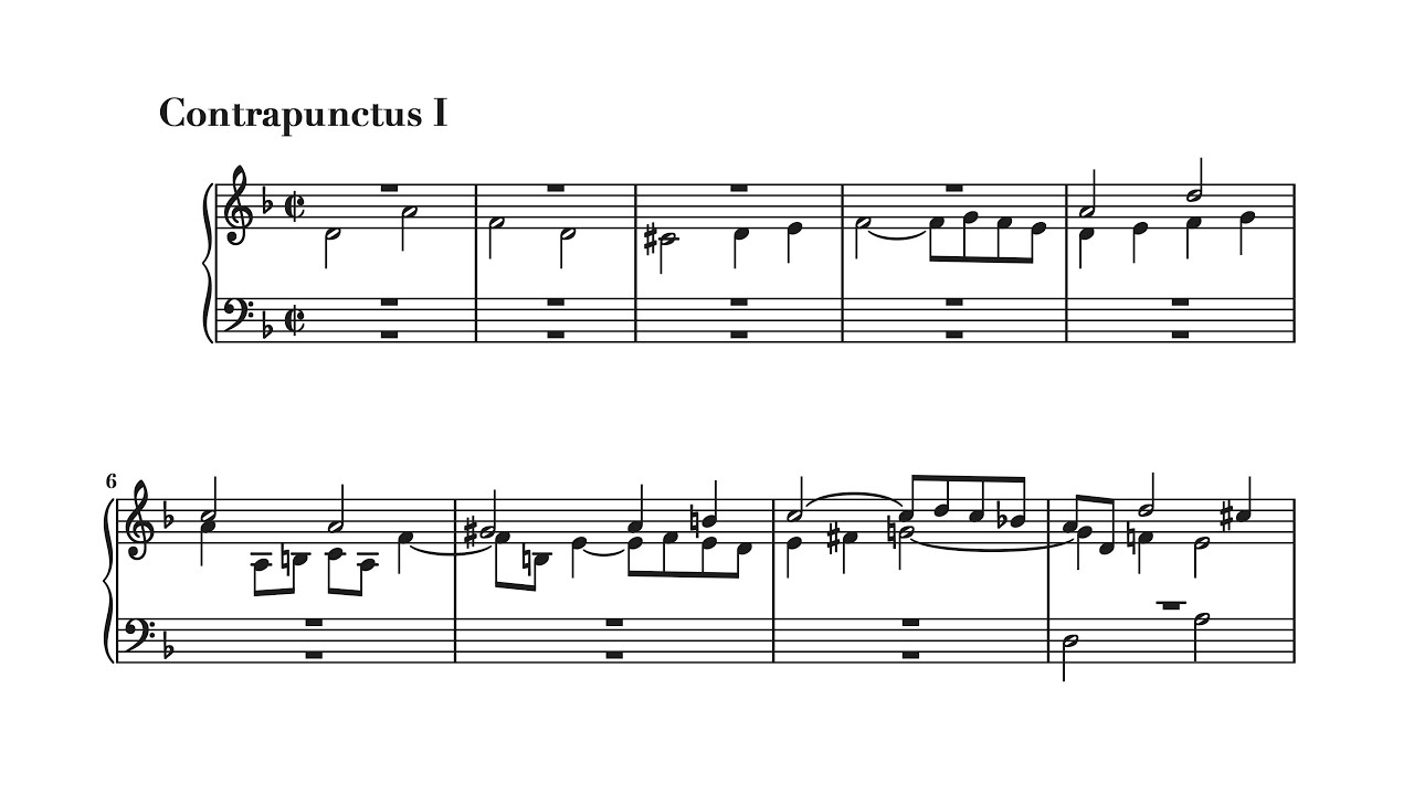 Bach Art of Fugue - Contrapunctus 1 + FREE SHEET MUSIC P. Barton, FEURICH piano