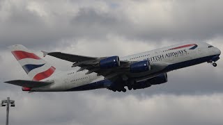 Noisy and CLOSE Heathrow TAKE OFFS - 16/3/25 4K