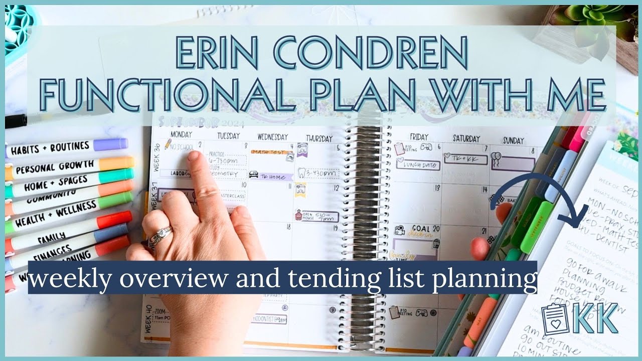 Erin Condren Functional Plan with Me Simple Weekly Overview Add On and Tending List Planning