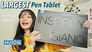 HUION's Largest Pen Tablet Wireless Inspiroy Giano (Unboxing, Testing & 1st Impression) ❤︎| Emmy Lou