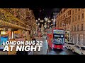 London Bus Route 22 At Night Passing Festive Chelsea Sloane Street And Exclusive Annabel S Mayfair