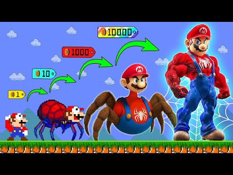 Super Mario Bros. But Every Seeds makes Mario Growing Up Into Spiderman | Good Mario