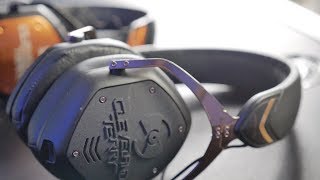 V-Moda Custom 3D Printed Fiber and Engraved Shields - Black on Black 3