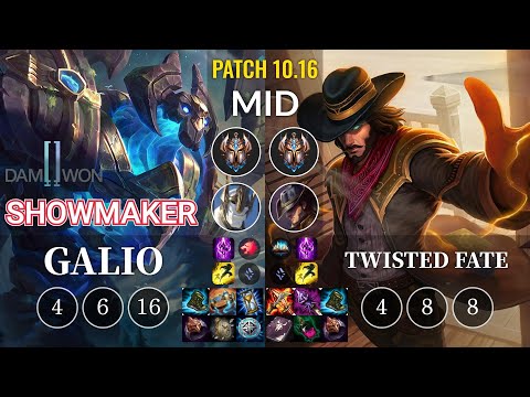DWG ShowMaker Galio vs Twisted Fate Mid - KR Patch 10.16