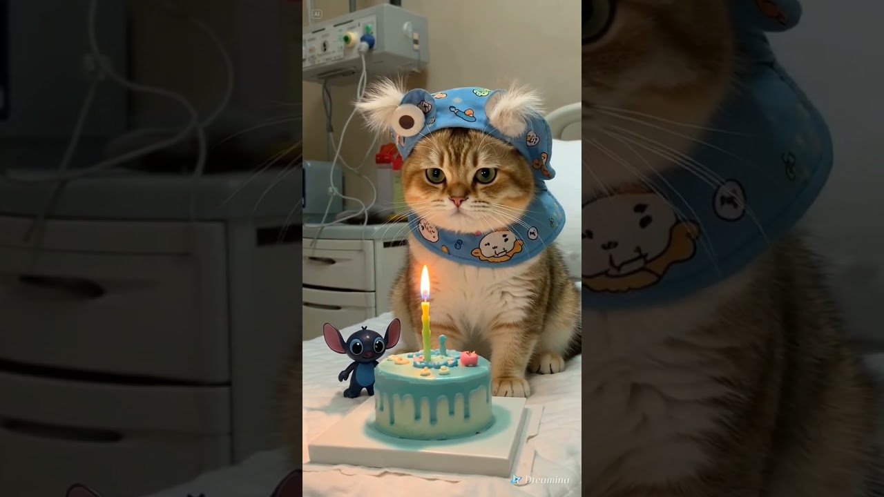 🥺 #happybirthday #aiandcats #kitten #animalintelligence #cute #cat #cake #shortvideo #animalart