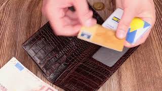 Вертикальний гаманець без застібки з натуральної шкіри з тисненням під крокодила Canpellini 21905 коричневий